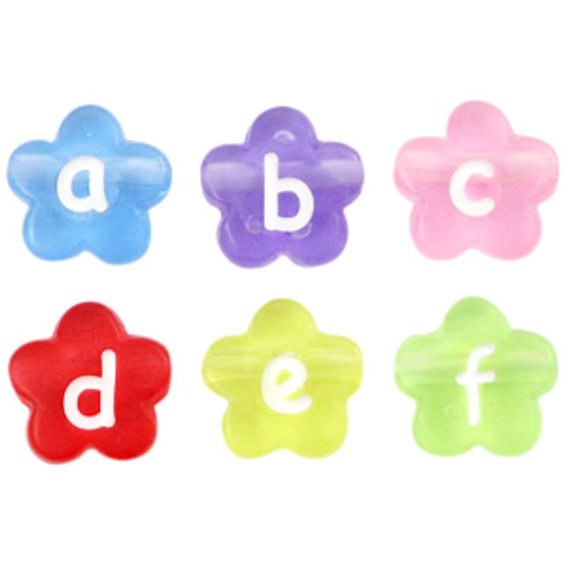 Store Blomsterperler med bokstaver -Transparent color mix