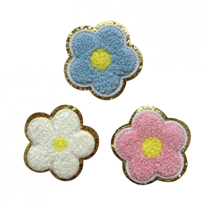 Hovedbilde Chenille BLOMST med glitter gullkant