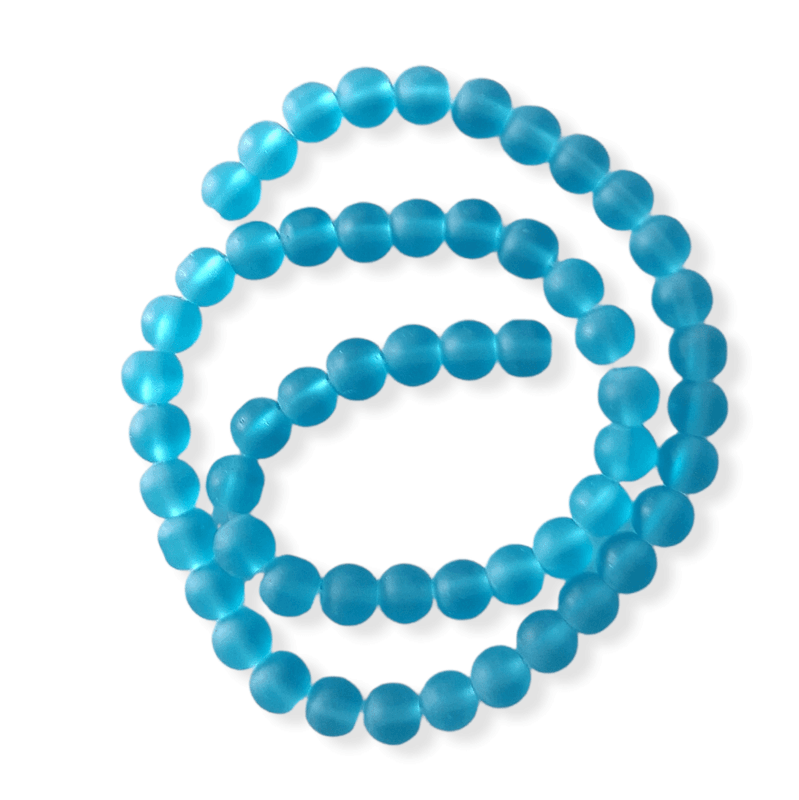 Perler av  frostet glass 6 mm Sky Blue