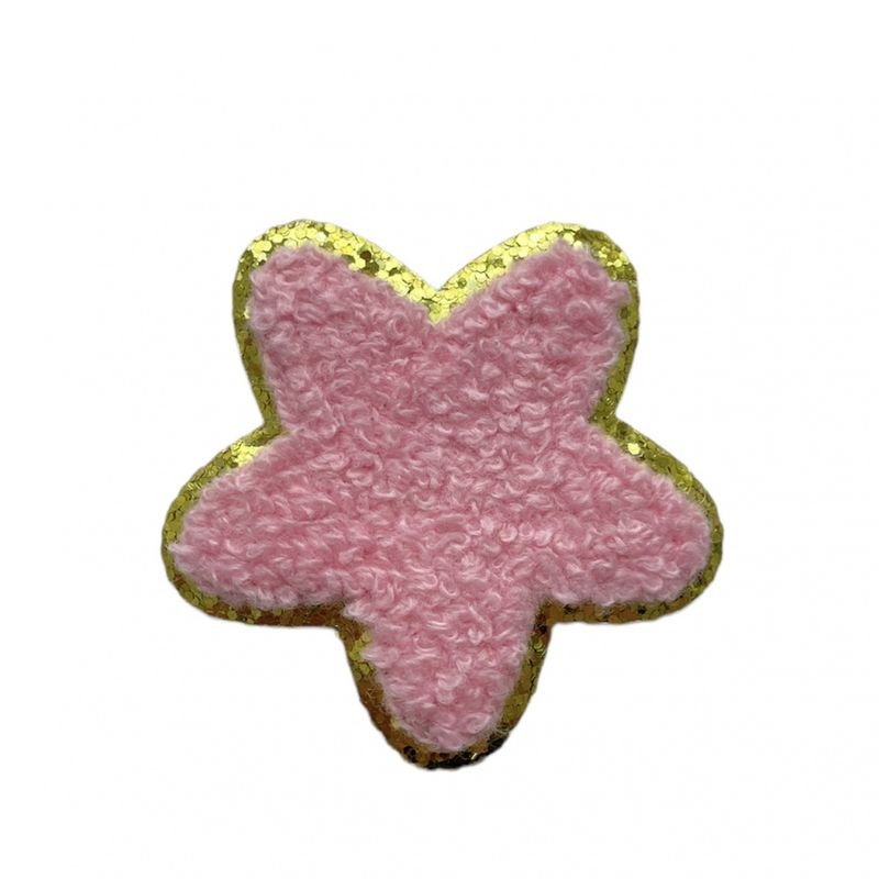 Chenille STJERNE med glitter gullkant