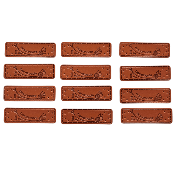 Merkelapper i Kunstskinn "Handmade" -12 pk