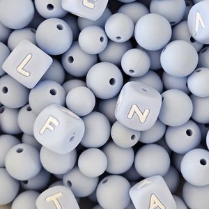 Hovedbilde Silikonperle - Bokstaver Lysebl&aring;