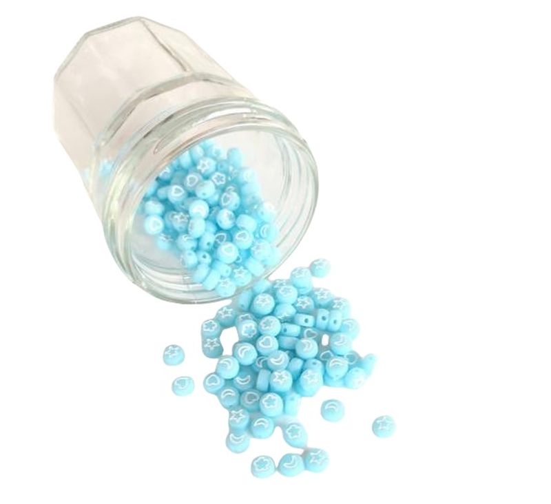  Soft Blue acrylperler - Div Tegn i hvit
